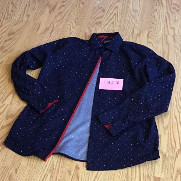 SILVER STONE modern fit mens long sleeve shirt in size large, red white blue - Picture 1 of 11
